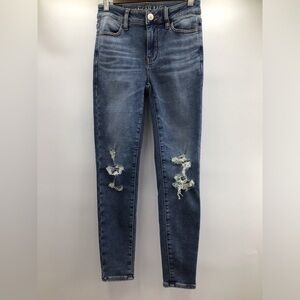 American Eagle Outfitters Hi-Rise Jegging Distressed Blue Skinny Jeans